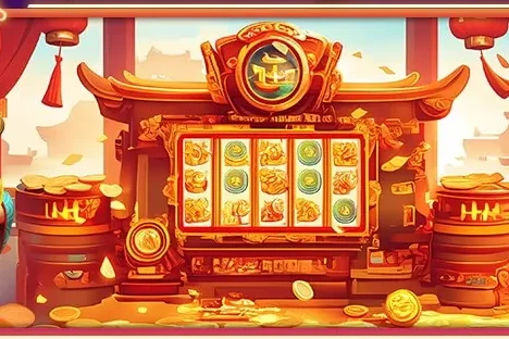 Kabinet mesin slot kayu dengan lampion merah dan drum simbol pada karya resmi Taruh777